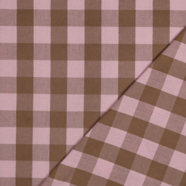 Katoen yarn dyed check roze-bruin