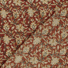 Blockprint cotton voile flowers red