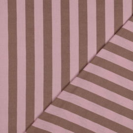 Katoen yarn dyed stripes roze-bruin