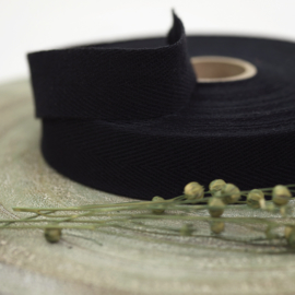 Twill tape zwart (prijs per meter)