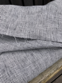 Fine striped 155 linen-cotton blend black