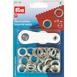 Prym Ringen en schijven 11mm zilver - zeilringen