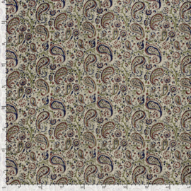 Blockprint cotton voile paisley beige