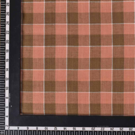 Indian handloom cotton check Brown+Olive