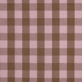 Katoen yarn dyed check roze-bruin