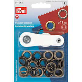 Prym Ringen en schijven 11mm oud messing - zeilringen