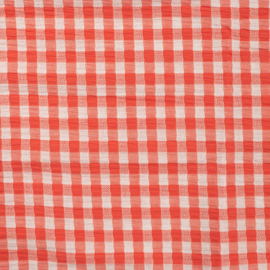 Gestructureerde katoen ruit koraalrood