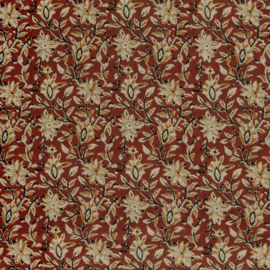 Blockprint cotton voile flowers red