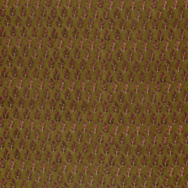 Blockprint cotton voile little flowers olive