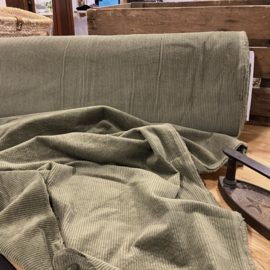 Cotton corduroy wide rib stretch olijfgroen