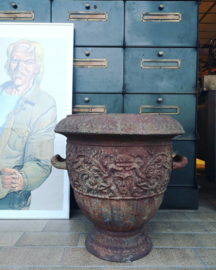 Antique cast iron steel urn