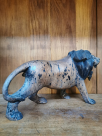 antique wooden lion sculpture