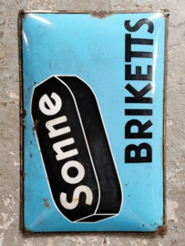 Sonne briketts enameled sign