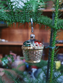vintage glass ornament flower basket