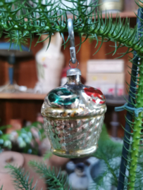 vintage glass ornament flower basket
