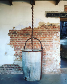 Antique riveted steel & zinc well bucket