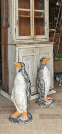Vintage French concrete penguin garden statues