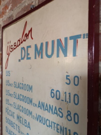 Old wooden ice cream parlor sign