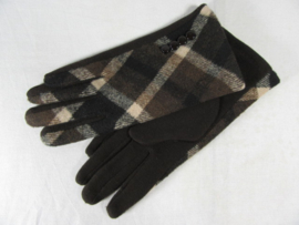 CHECKERED GLOVES BROWN