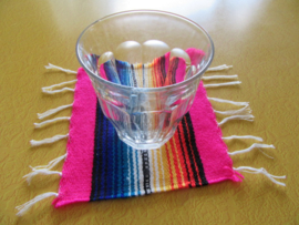 MEXICAN BLANKET COASTER. FUCHSIA