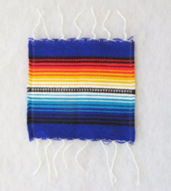 MEXICAN BLANKET COASTER. COBALT BLUE