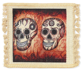 DAY OF THE DEAD COASTER SKULLS BROWN