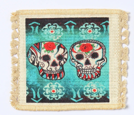 DAY OF THE DEAD COASTER SKULLS BLUE