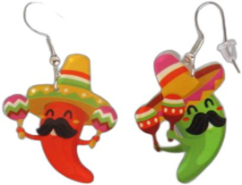 MEXICAN EARRINGS: CHILLY PEPPER WITH SOMBRERO