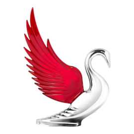 SWAN HOOD ORNAMENT. WITH RED WINGS