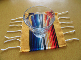 MEXICAN BLANKET COASTER. YELLOW
