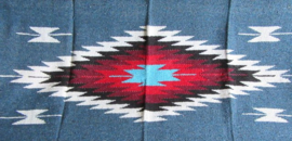 MEXICAN DE LUXE DIAMOND CENTER BLANKET COBALT BLUE