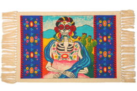 DAY OF THE DEAD TABLE MAT WOMAN WITH CACTUS