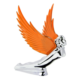 FLYING GODDESS  HOOD ORNAMENT. WITH AMBER WINGS.