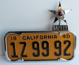 SAFETY STAR LICENSE FRAME TOPPER. AMBER