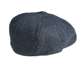 PEAKY BLINDERS NEWSBOY CAP. HERRINGBONE BLAUW