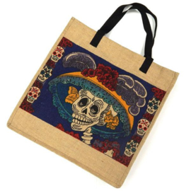 DIA DE LOS MUERTOS JUTE SHOPPER LA CATRINA