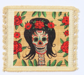 DAY OF THE DEAD COASTER WOMAN WITH ROSES