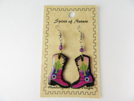 COWBOY BOOTS EARRINGS. CACTUS