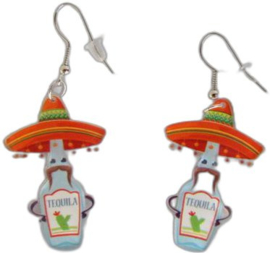 MEXICAN EARRINGS: TEQUILA BOTTLE WITH SOMBRERO