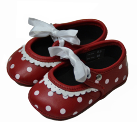 SPAANS BABY SLOFJES POLKADOT ROOD