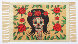 DAY OF THE DEAD TABLE MAT WOMAN WITH ROSES