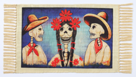 MEXICAN DAY OF THE DEAD PLACEMAT WOMAN & TWO MAN
