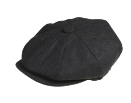 PEAKY BLINDERS NEWSBOY CAP. HERRINGBONE BLACK