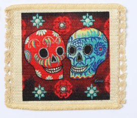 DAY OF THE DEAD COASTER SKULLS RED