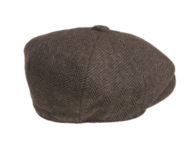 PEAKY BLINDERS NEWSBOY CAP. HERRINGBONE BRUIN