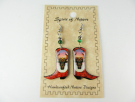 COWBOY BOOTS EARRINGS. BISON