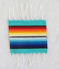 MEXICAN BLANKET COASTER. TURQOUISE