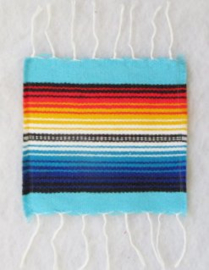 MEXICAN BLANKET COASTER. LIGHTBLUE