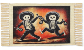 DAY OF THE DEAD TABLE MAT TWO MEN WITH TEQUILA