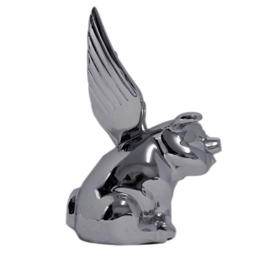 WINGED SMILING PIG HOOD ORNAMENT